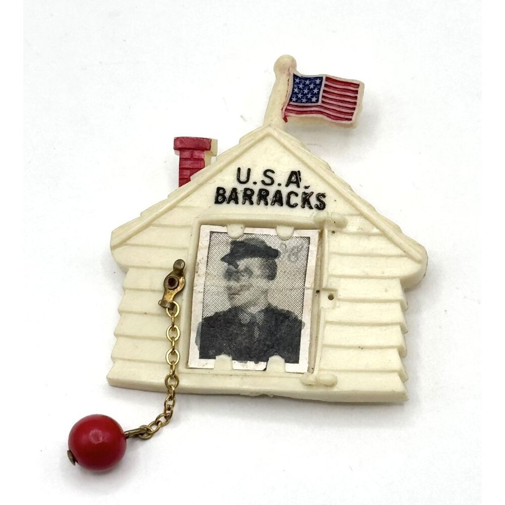 Vintage Celluloid WWII USA Barracks Home Brooch Pin